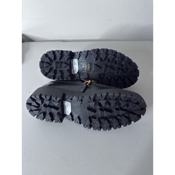 Schutz 6B Womens Black Leather Gold Chain Christie Loafers Slip On Muller Patent - Picture 8 of 9